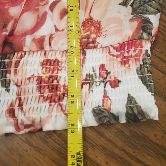 White House Black Market Rose Sheer Blouse- Sz Large - Picture 8 of 8